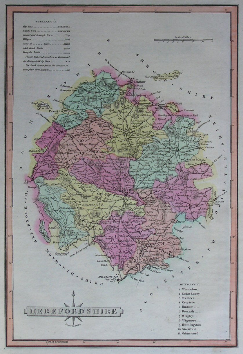 Map of Herefordshire - Wallis